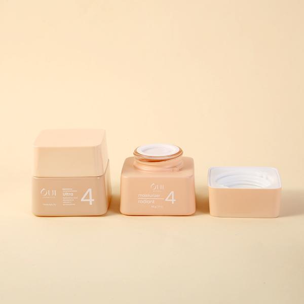 Glass Base Luxury Skincare Packaging Empty Trapezium Container 30g50g Pink Matt Square Mini Cosmetic Cream Jar with Cap