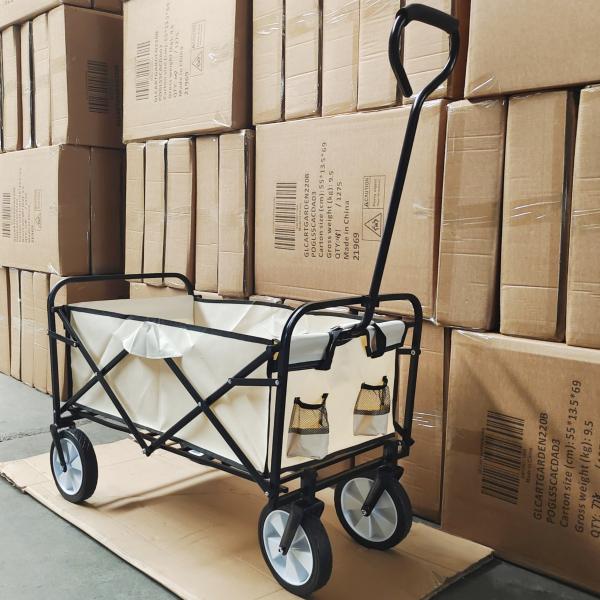 Pvc Wheels Camping Wagon Cart Foldable Luggage Trolley With Single Handle And Cloth