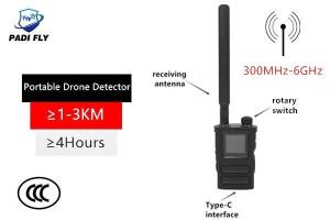 China Full Range 300MHz-6GHz Detection Frequency HandHeld Drone Signal Detection Alarm System with Cell Phone WiFi GPS Jammer on sale