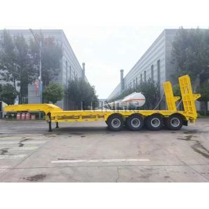 40t-100t Flatbed Low Bed And Lowbed Gooseneck Semi Trailer With 1310mm Wheel