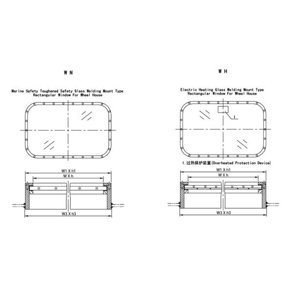 Aluminum Rectangular Porthole Window , Openable Side Scuttles On Ship