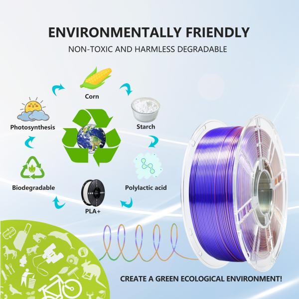 Strong Toughness 1.75mm Silk Green purple copper PLA Filament 3D Printing Filament