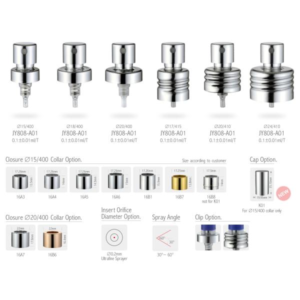Aluminum Perfume Pump Sprayer 0.1CC JY808-A01 Ultrafine Sprayer Persistent Sprayer