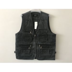 Wholesale Mens classic vest，mens waist coat, vest in 100% polyester washed fabric, washed charcoal/dark grey colour, S-3XL from china suppliers