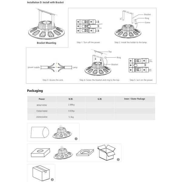 Industrial UFO 200 Watt LED High Bay Light IP65 With High Heat Dissipation Performance