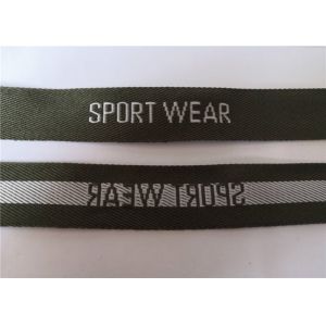 2cm Polyester Jacquard Woven Ribbon Green Base White Words Custom Decorative