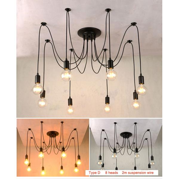 Retro Loft Industrial Chandelier Adjustable E27 Multi Head Lamps Restaurant metal lamp(WH-VP-225）