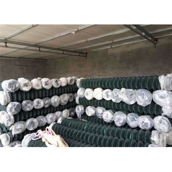 25x25 Mm 9 Gauge Chain Link Fence , Plastic Coated Wire Mesh For Sport Field