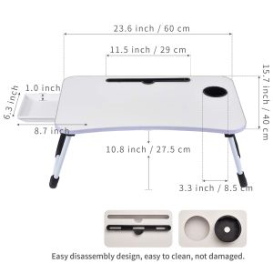 Wooden Laptop Bed Table Desk Tray with Cup Holder Large Portable Foldable Lap