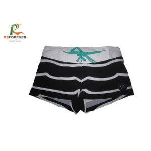 China White Striped Black Short Board Shorts For Women , Ladies Board Shorts Digital Printing on sale
