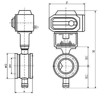 Straight Through Type Electric Actuator Control Ball Valve Wafer Type