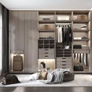 NO Folded 2024 Design Bedroom Closet Wood Wardrobe Cabinets for General within