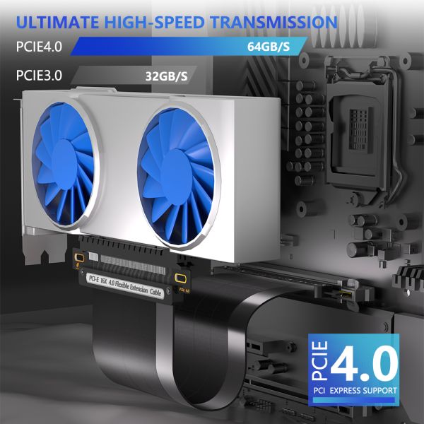 PCIe 4.0 Extension Cable gold pin connectors