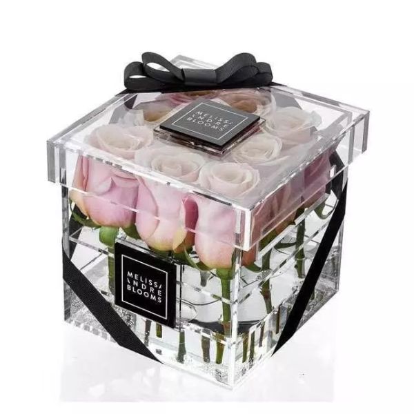 Factory Price Clear Acrylic Box OEM/ODM Transparent Preserved Rose Acrylic Box