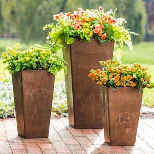 China 40cm Height Fiberglass Artificial Plant Pot For Garden Decoration on sale