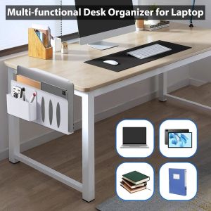 Silver Desk Organizer for Laptop Clamp-On Desk Shelf Hook Type Standing Desk