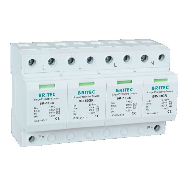 Quality BR-50GR 4P 3 Phase 385V Type 1 Surge Protection Device lightning arrester spd for sale