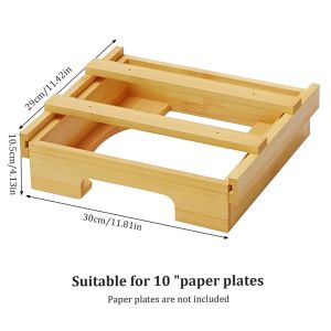 Bamboo Kitchen Party Organizer Utensil Caddy Paper Plate and Napkin Cabinet