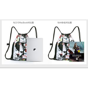 Foldable Students Waterproof Drawstring Bag Medium Size Customized Logo