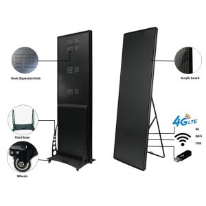P2.5mm Led Poster Display Floor Stand 1500 Nits Brightness Hd Image
