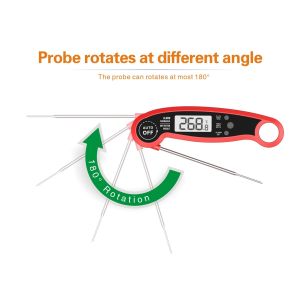 Meat Recalibratable Digital Thermometer Long Probe Foldable SS304