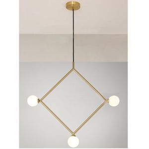 Post-modern Iron Glass Geometry Chandelier Living Room Rhombus Triangle