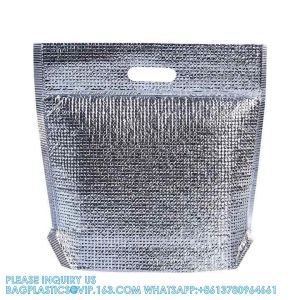 Hamburg Food Reusable thermal Insulate Zipper Delivery Thermal Bag Foil Thermal