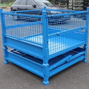 Robust Construction Grid Material Metal Pallet Crate Folding Mesh Container