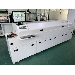 Full-automatic Rail 6 temp Zones Lead-free Reflow Oven 2200*350mm PC Control