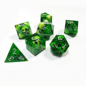 Green Crystal Skull Resin Boarding Dice Set Dragon and Dungeon