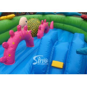Toddlers Garden Inflatable Games With Horse And Turtle , Green / Blue / Pink