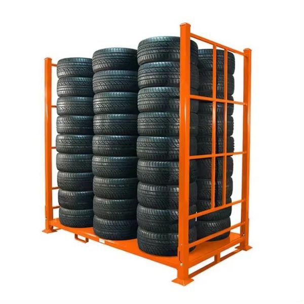 Industrial Warehouse Space Optimization Stackable Tire Racks with Adjustable Mobility