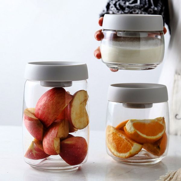 Press Vacuum Storage Box Empty Glass Jars Household Moisture Proof Eco Friendly