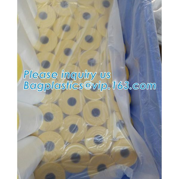 PAPER Car Painting Taped Plastic Drop Film, Auto Painting Pre-taped Masking Tape with Masking Foil, RICE PAPER, PLASTIC