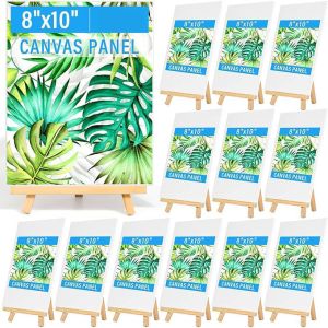8 X 10 Inch Art Canvas Painting Kits With Wooden Easels Stands For Group