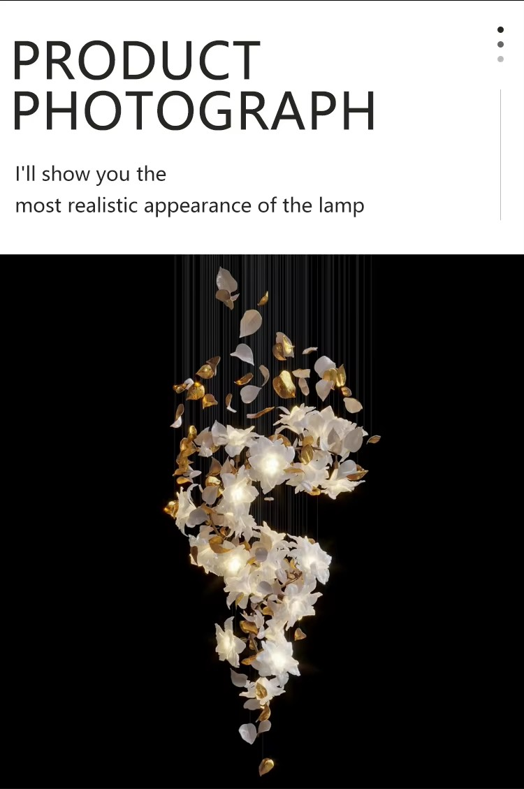 Villa Hollow Living Room Full Copper Chandelier LED Light End Flower Lamp Custom Pick High Duplex Rotating Stair Lamp 5-