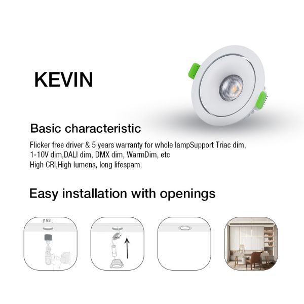 Dimmable 220V-240V Tiltable LED Downlights 11W IP54 Aluminum Ultra Slim