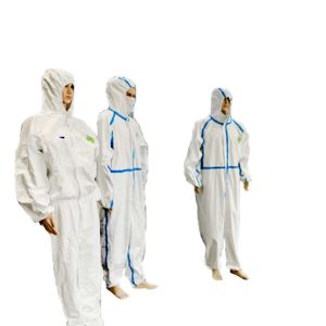 SMS Non Woven Disposable Protective Suit Breathable With Waterproof Hood