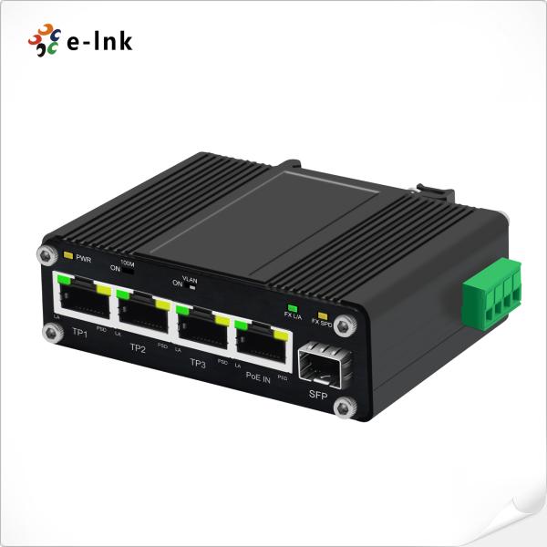 Mini Industrial 3-Port 10/100/1000T + 1-Port 100/1000X SFP PD Switch with PoE