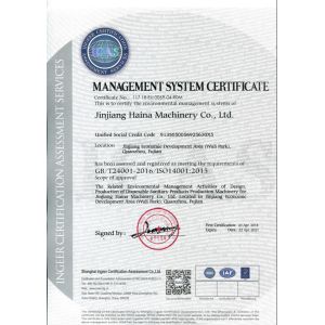 Jinjiang Haina Machinery Co.,Ltd Certifications