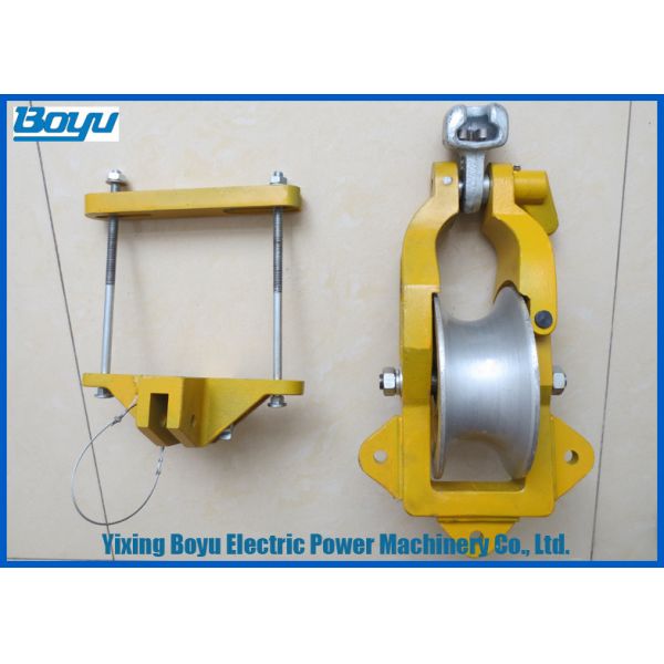 Aluminum Wheel Crossarm Mounted Stringing Blocks Capliper Width 99~175mm