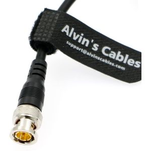Black Magic BNC Male RG179 Coiled Cable for BMCC Video Camera Straight To Right