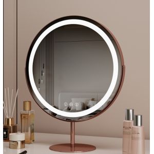 LED Makeup Mirror with Smart Touch Buttons USB Charging Interface and PVC