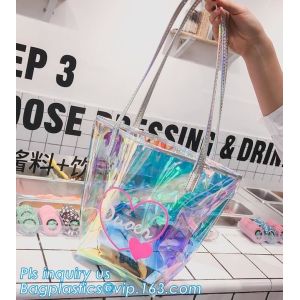 Waterproof PVC Shoulder Tote Beach Bag with Chain, Pvc Manufacture Small Custom