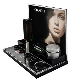 Recyclable Black Cosmetic Acrylic Display Rack Retail Store Tier