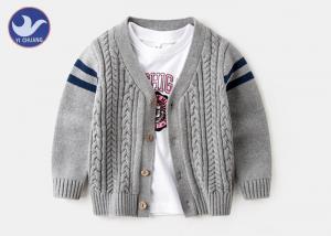 China Preteens Boys Cable Knit Cardigan Striped Long Sleeves Buttons Closure on sale