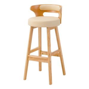 Nordic Modern Simple Wood Bar High Chair Natural Solid Wood Stool within Leisure