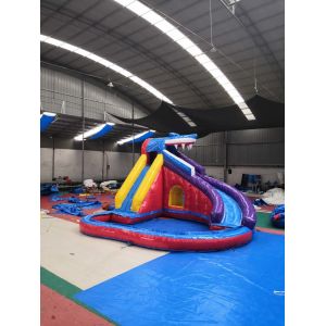 Backyard Shark Giant Inflatable Slide , Blow Up Slide For Inground Pool