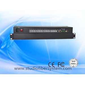 16CH Telephone To Fiber Optic Converter with 2ch 100M ethernet in 1U rack mount