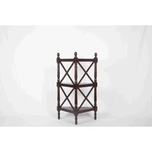 3 Tier Corner Shelf Modern Wood Furniture Multi Purpose With X - Pattern Frame